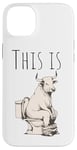 iPhone 14 Plus Funny Bull Sitting on Toilet – Hilarious Animal Adult Joke Case