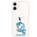 Coque Iphone 12 MINI licorne bleu personnalisee