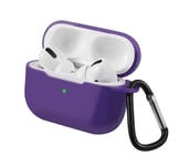 Compatible with Airpods Pro Case with Carabiner Keychain, Shockproof Full Protective Silicone Skin Case Cover [Front LED Visible] Wireless Charging Compatible with AirPods Pro 3rd Gen 2019 - Purple
