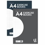 A4 Lined Exercise Books - 3 Pack Ruled Margin School College White Paper Books