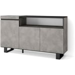 Buffet salon et cuisine, Meuble de Rangement, Commode, 150x87x35cm, 3 Portes, Design industriel, Style moderne, Gris Ciment - Skraut Home