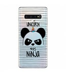 Coque Galaxy S10 PLUS Panda licorne ninja raye unicorn transparente