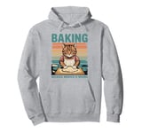 Baking Because Murder Is Wrong Baker Funny Pastry Baking Cat Pullover Hoodie