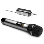 TONOR Microphone sans Fil, Système UHF de Micro à Main en Métal avec Récepteur Rechargeable, Sortie 1/4” pour Amplificateur, Système de Sonorisation, Machine Karaoké de Chant, 60m (TW620), Gris