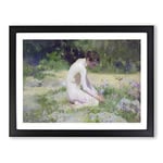 Sea Pinks By Henry Scott Tuke Classic Painting Framed Wall Art Print, Ready to Hang Picture for Living Room Bedroom Home Office Décor, Black A2 (64 x 46 cm)