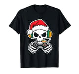 Gamer Skeleton Santa Headphones Christmas Gaming T-Shirt