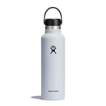 HYDRO FLASK - Water Bottle 621 ml (21 oz) - Vacuum Insulated Stainless Steel Water Bottle with Leak Proof Flex Cap and Powder Coat - BPA-Free - Standard Mouth - White