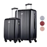 Slazenger Suitcase Set 2 Pieces / 3 Pieces - Trolley Hand Pack and Travel Suitcase Large - ABS Hard Case Set - Suitcase Set with 360° Wheels and Combination Lock - Trolley Suitcase, Black, 2-Teilig,