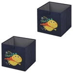 Lot de 2 boites de rangement en tissu DINO tiroir en tissu bleu pour enfant