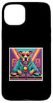 Coque pour iPhone 15 Plus Tourne-disque DJ musique chien mixage vinyles fête graphique