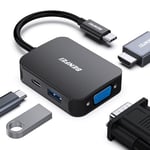 HUB USB C 4 en 1, BENFEI adaptateur USB C vers HDMI VGA, adaptateur USB Type-C vers USB, compatible pour MacBook Pro/Air, iPhone 15 Plus Pro Max, Surface Book 2, Dell XPS 13/15, Pixelbook et plus-Noir