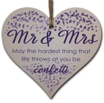 Handmade Wooden Hanging Heart Plaque Gift for the Perfect Newly Wed Couple