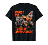 Monster Truck Car Humor for 4-Year-Old Birthday Kids Boys T-Shirt