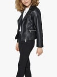 ONLY Kids' Konfreya Faux Leather Biker Jacket, Black