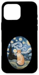 Coque pour iPhone 16 Pro Max Robe Nuit Étoilée et Robe Van Gogh Chat Orange Chat Roux