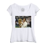 T-Shirt Femme Col Echancré Trophee Grand Chelem Champion Roger Federer Tennis Superstar Sport