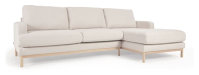 Kave Home Mihaela 3-pers. Sofa m. høyrevendt chaiselong, Hvit fleece