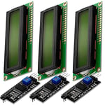 AZDelivery 3 x Display Module Vert LCD HD44780 16x2 avec Interface I2C 2x16 Caractères de Couleur Noire Compatible avec Arduino et Raspberry Pi incluant Un E-Book!