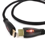 LIGHT-UP LED HIGH SPEED HDMI LEAD 1M Red Glow High Definition 4K 2160p Blu-Ray