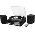 Majestic TT 38R CD TP USB SD Tourne-Disque 33/45/78 Tours, Lecteur CD/MP3, Cassette, entrée USB/SD Recorder, Noir