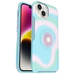 OtterBox iPhone 14 Plus Otter + Pop Symmetry Series Clear Case - GLOWING AURA (Pink), integrated PopSockets PopGrip, slim, pocket-friendly, raised edges protect camera & screen