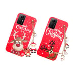 Vauki 2 Pièces Noël Coque pour Xiaomi Redmi Note 12S 4G avec Cordon de Collier, Rouge Silicone Souple Étui Chaine Antichoc Case, avec Animé Motif Cadeau de Christmas Housse pour Redmi Note 12S,Cerf 03