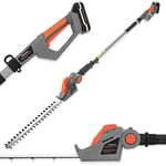 Terratek Cordless Hedge Trimmer Long Reach 20V 1HR Fast Charge, 2.4m Telescopic Hedge Trimmer Cordless Hedge Cutter with 1x Battery, Shoulder Strap and Charger Included, Grey & Orange