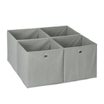 Relaxdays Bac de Rangement, lot 4, Corbeille Pliable, Trou Pratique, H x L x P : 30 x 30 x 30 cm, pour étagère, Gris