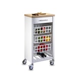 Desserte de cuisine KARA, blanc-inox-Bois Orme Don Hierro