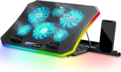 C12 Base De Refroidissement Pour Pc Portable Gaming Rgb,6 Ventilateurs Haute Vitesse,8 Hauteurs Reglable,Compatible Ordinateurs Portables 10-17,3 Pouces