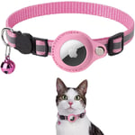 Airtag Katt Halsband (ROSA), Tillbehör Kompatibelt med Apple Airtag (Airtag Katt GPS Ingår Ej), Halsband med Anti-Strangulation Säkerhetsspänne för Kattunge, Katter och Små Hundar