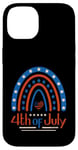 Coque pour iPhone 14 4 juillet 4 juillet arc-en-ciel blanc bleu rouge patriotique