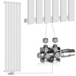 Aquamarin® Radiateur Vertical - Vanne de Tête TRV, 1600x452x52 mm, 6 Colonnes - Chauffage Central, Salle de Bain, Seche Serviette