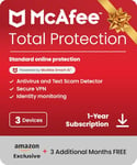 McAfee Total Protection 2024 Amazon Exclusive | 3 Devices | Antivirus Internet Security Software | Unlimited VPN | 12 Month +3 Free | Activation Code by email