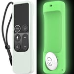 AhaStyle Protective Case for Apple TV 4K/HD Siri Remote [1st Gen] with AirTag Holder, Anti Slip Silicone Remote Case Cover Compatible with Apple TV 4K 5th/HD 4th Gen Siri Remote Contorller(Glow Green)