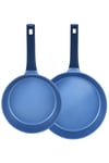 Gastro Set of 2 Cast Aluminium Non-stick Frying Pan 24cm/28cm Blue