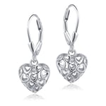 DAOCHONG Sterling Argent Creux En Filigrane Coeur Boucle D'oreille Femmes Rondes Balancent Boucles D'oreilles Cadeaux D'anniversaire pour Femmes Filles