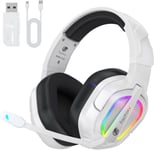 ¿2024 Nouveau¿FC200 Casque de Jeu sans Fil pour PS5 - Casque Pliable USB 2,4 GHz avec Micro - Bluetooth stéréo 3D avec autonomie de 50 Heures, pour PS4, PC, Mac, Switch, Mobile, Blanc-Noir