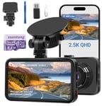 Dash Cam WiFi, Car Camera Dash Cam W/ 128GB Card Dashcam 2.5K QHD 1440P Dash Cam Front, Dash Cameras W/APP, Night Vision, 170°Wide Angle, G-sensor, Parking Monitor for Cars, Max Support 256GB