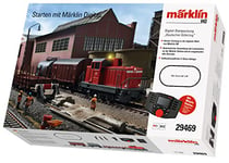 Märklin Modelleisenbahn 29469 - Locomotive Diesel avec Wagon et Wagon de Marchandises, Station Mobile et Connexion Automatique