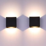 IC 2-pack LED-vägglampa för inomhus, upp och ner, svart W