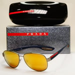 Prada Sunglasses Gold Mirror Pilot Dark Blue PS55QS SPS 55Q DG1-5N0 59mm 260724