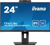 iiyama ECRAN 23.8 Dalle IPS avec Webcam et Microphone 4ms FHD 1920x1080 250 CD/m2 100Hz HDMI DisplayPort USB-HUB(3x3.2) Haut parleurs Pivot 15cm Pied réglable