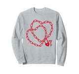 Cute Womens Intertwined Heart Chain Love Lock Valentine' Day Sweatshirt