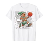 Gingerbread Man Playing Basketball - Christmas Sports Fun T-Shirt