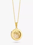 Rachel Jackson London Personalised Small Deco Sun Birthstone Amulet Necklace, Gold