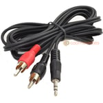 3.5mm JACK PLUG TO TWIN PHONO RCA PLUGS - iPOD / iPHONE / MP3 TO HI-FI CABLE