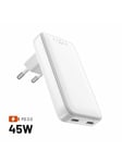 FIXED Slim GaN 90° Super Fast 2x USB-C charger 45W - White