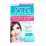 Jolen Face Wax Strips for Upper Lip, Chin, Brows 16 Strips Sensitive Skin