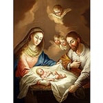 Campeche Jordan The Nativity Biblical Jesus Angels Painting Art Print Canvas Premium Wall Decor Poster Mural